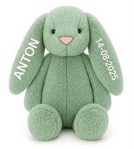 Kanin Bamse med navn, Tinka Baby, Grøn, 2 ører